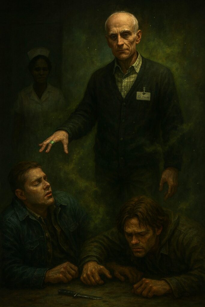 Pestilence stands over Sam and Dean
