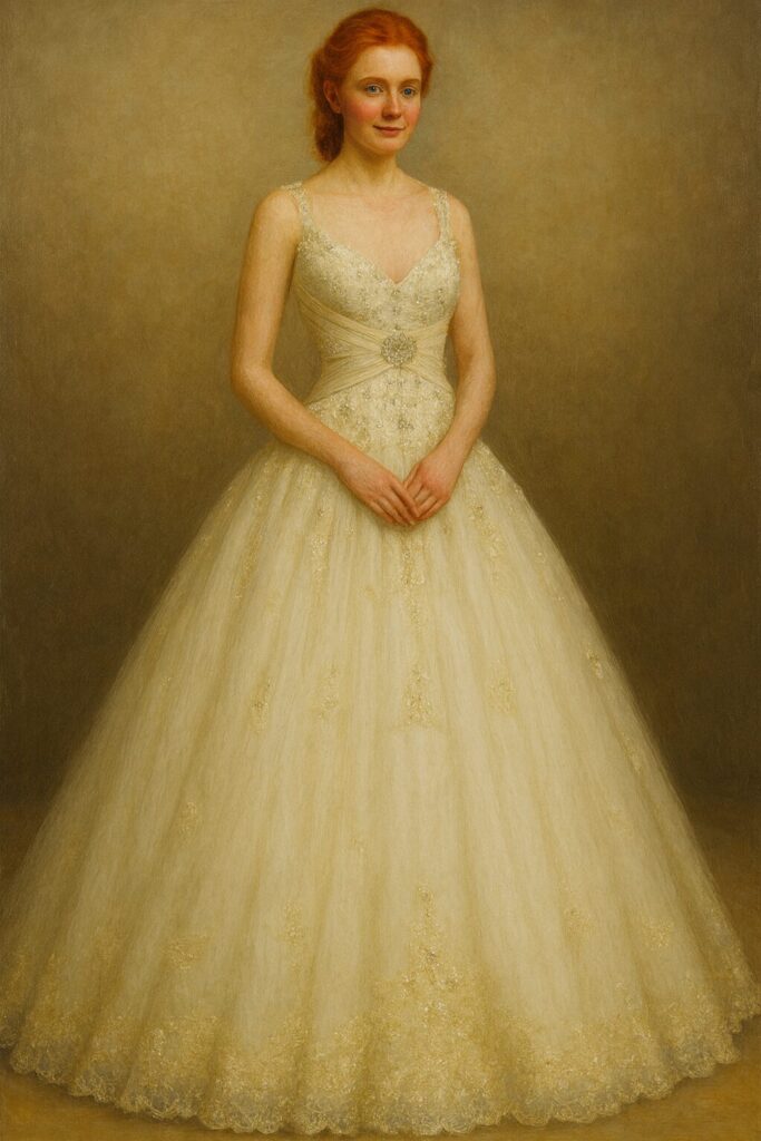 Analina in a wedding dress